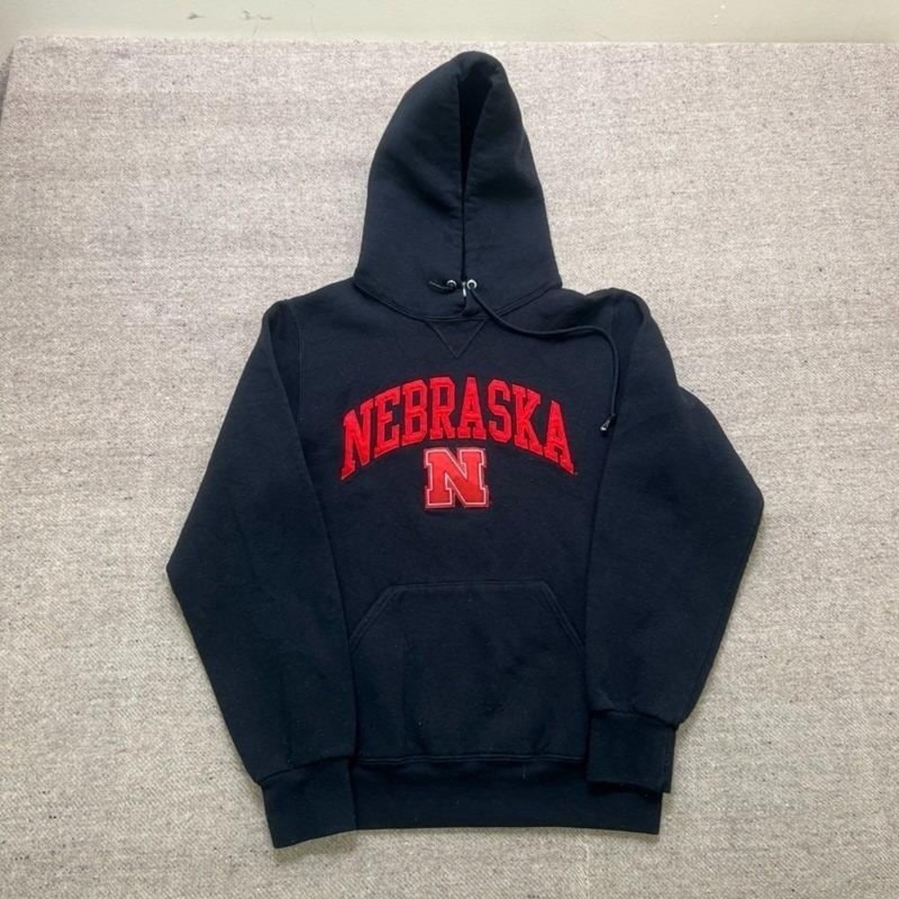 Vintage‎ University Of Nebraska Hoodie Mens Small Black